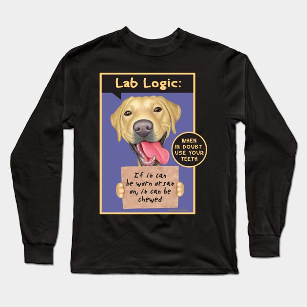 Cute labrador retriever dog with Yellow Labrador Holding Sign tee Long Sleeve T-Shirt by Danny Gordon Art